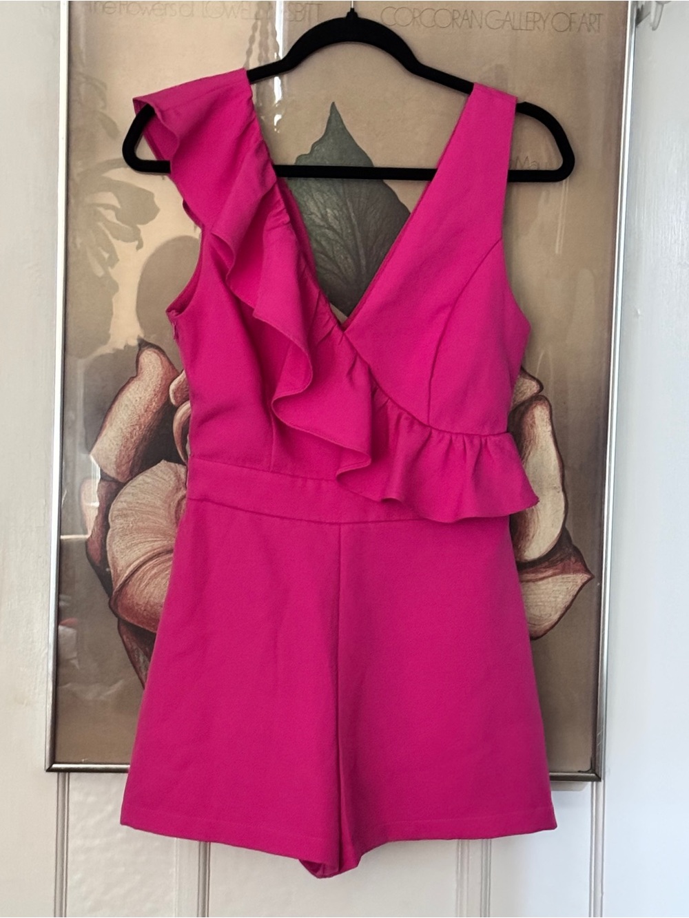 DO+BE Hot Pink Ruffle One-Shoulder Romper